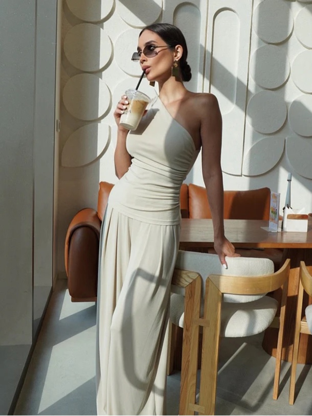 NWT OGL Sandwashed One Shoulder Ruched Bra Tank in black - Picture 3 of 5